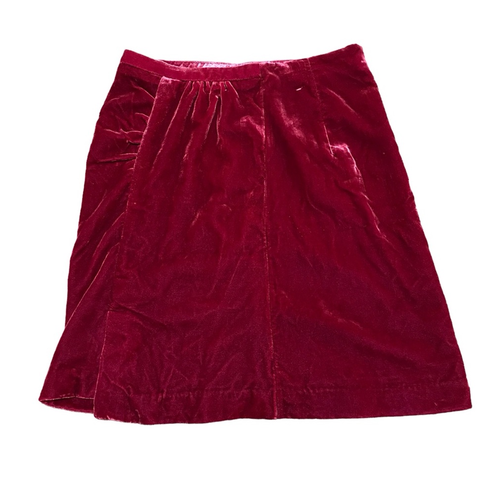 Anthropologie Velvet Velour High Rise Mini Skirt Size 8 Burgundy Zips Side